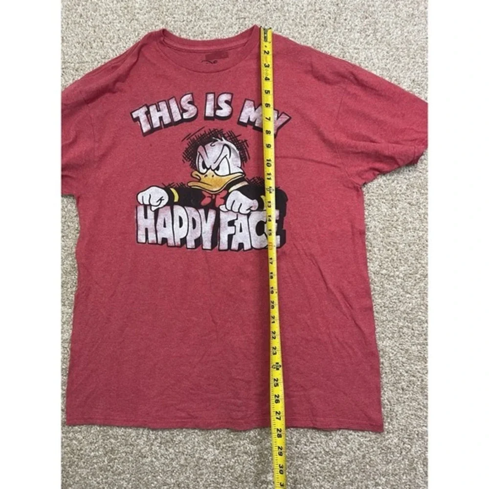 Disney Donald Duck This Is My Happy Face‎ Men's Red Heather T-Shirt Large